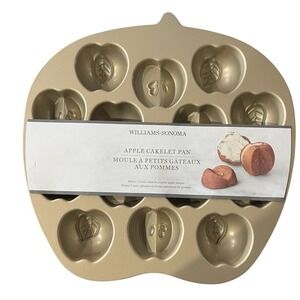 NEW - Williams-Sonoma Apple Cakelet Pan Nordic Ware Gold Cast Aluminum